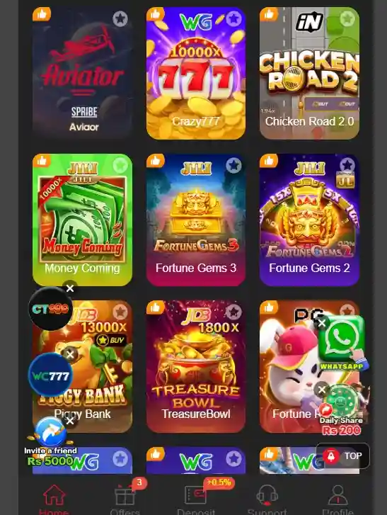 BV999 APK game featuring multiple mini games