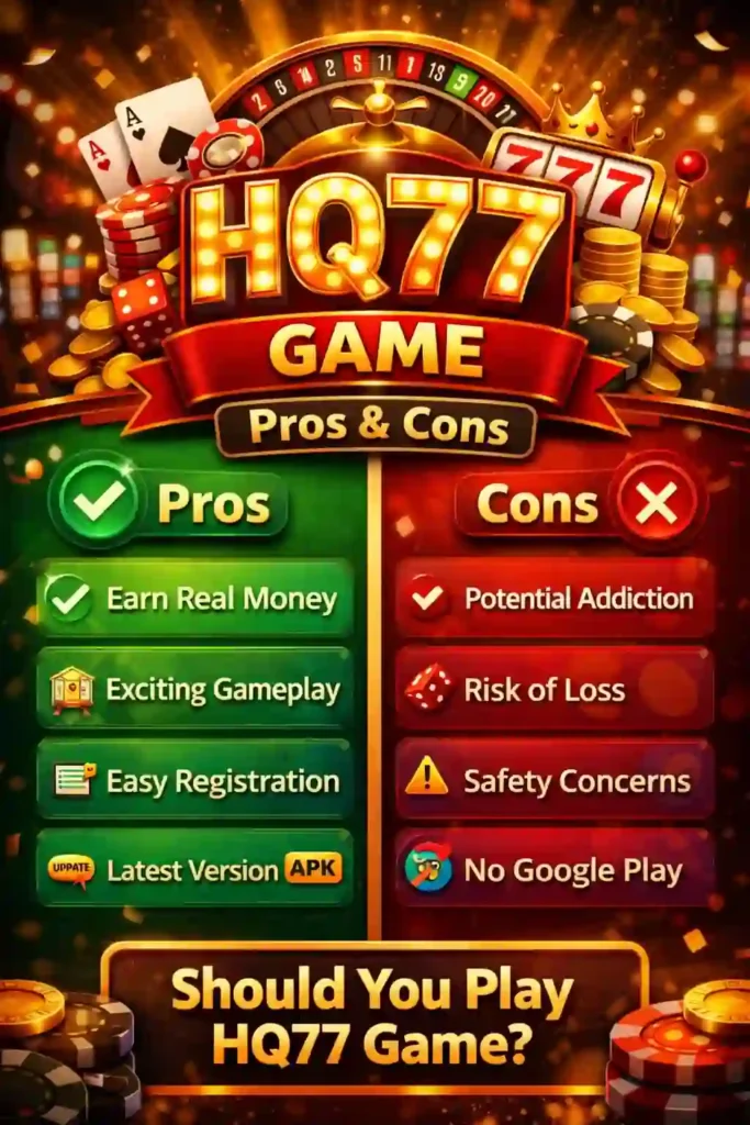 HQ77 Game pros and cons casino infographic