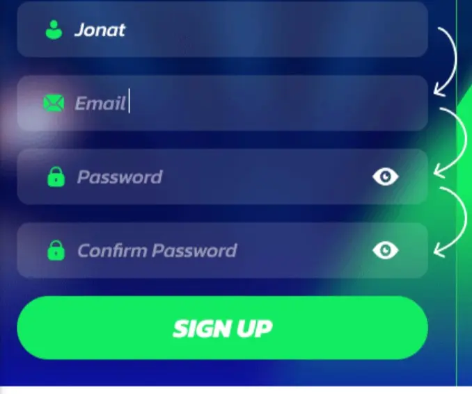 j77Bet sign up Screen