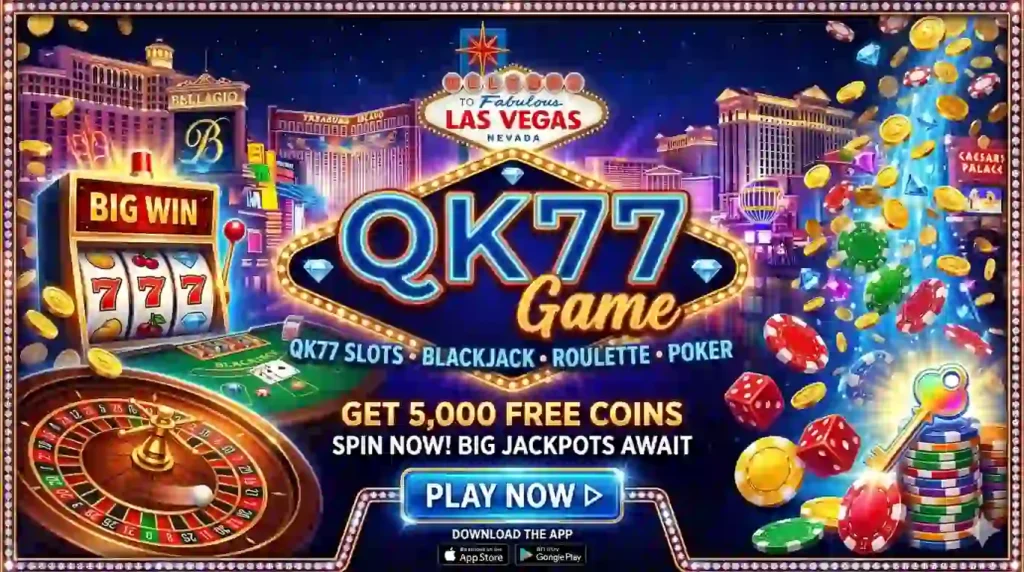 Qk77 Game interface with slots mini-games and cash rewards