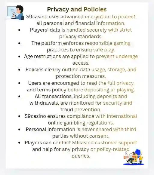 S9casino privacy and policies 
